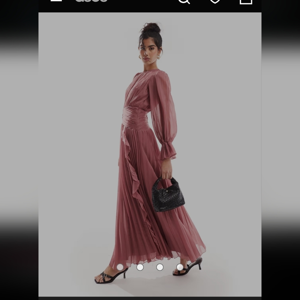 ASOS DESIGN high neck ruched belt detail maxi dress in dusky pink